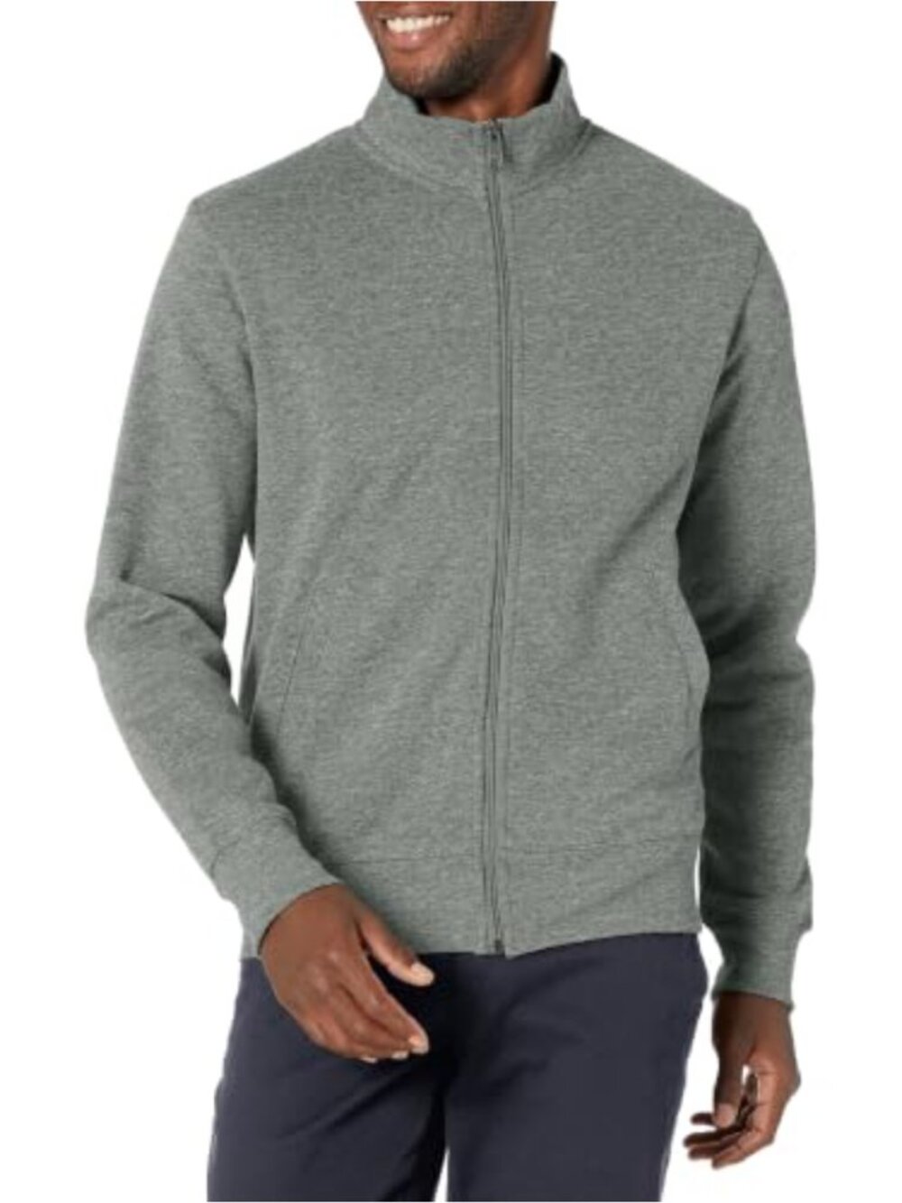 Men's Midweight Fleece Zip Up Mock Neck Sweatshirt Regular Fit